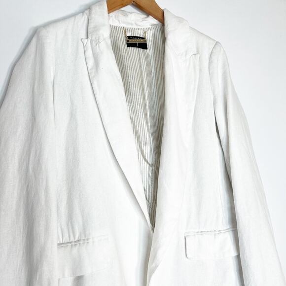 Tahari White Linen Blend Oversized Blazer Jacket - Picture 3 of 12